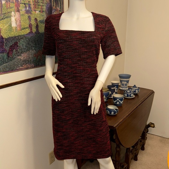 Ann Taylor Black and Red Tweed Dress Size 10 Petite - Picture 3 of 10